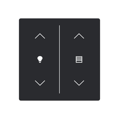 Cover plate Symbol "arrows/venetian blind" and "dimmer" black matt - Platform 63