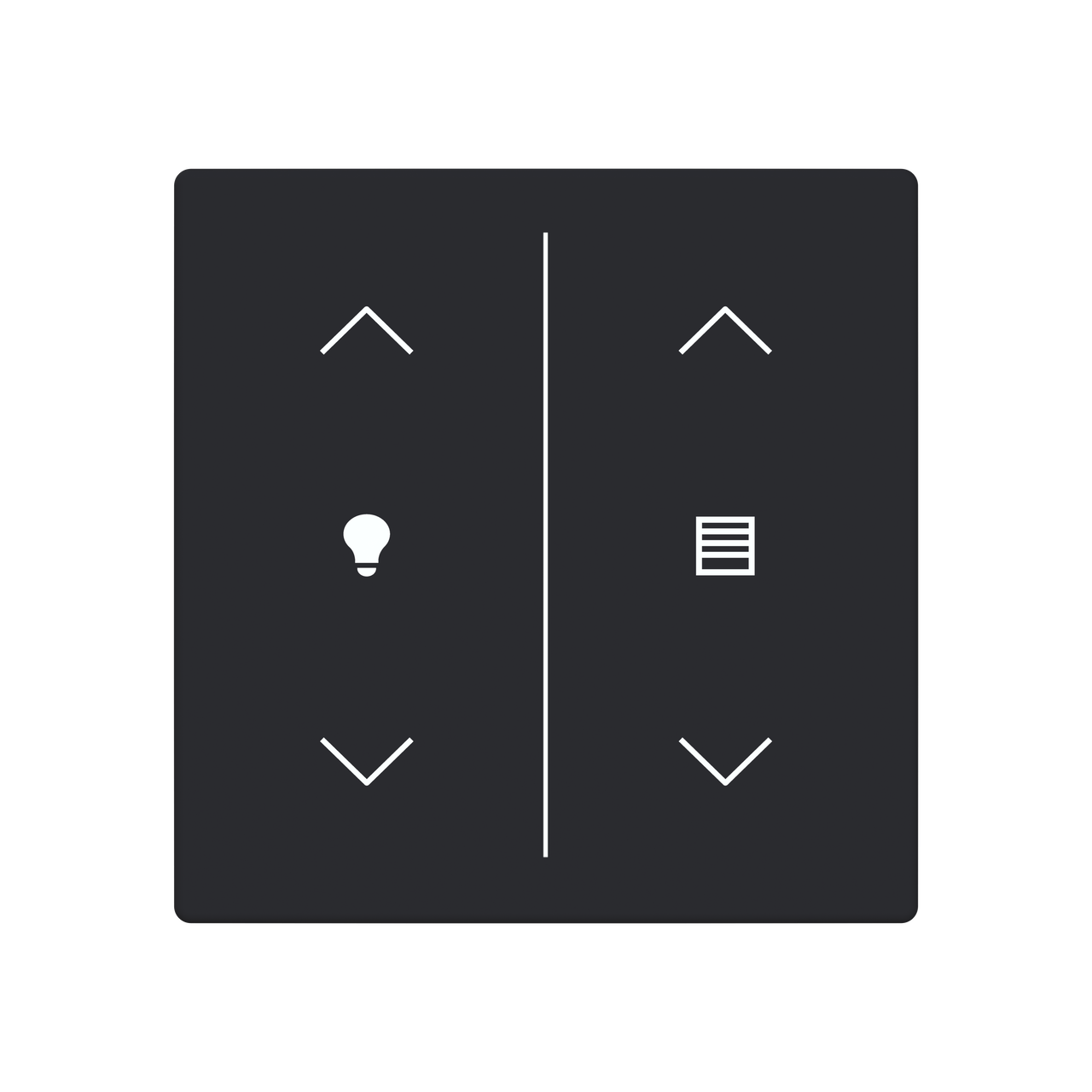 Cover plate Symbol "arrows/venetian blind" and "dimmer" black matt - Platform 63