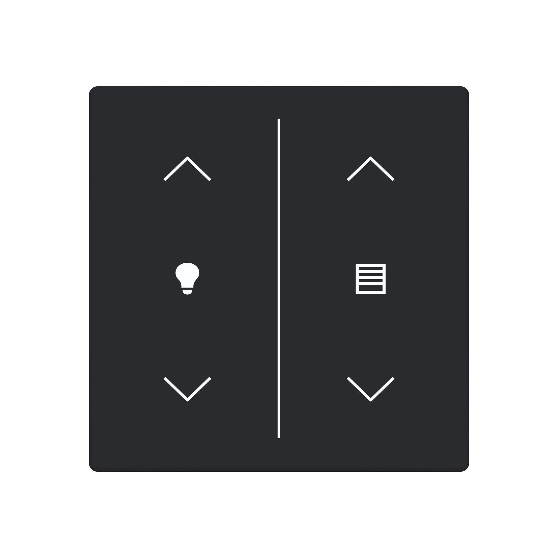Cover plate Symbol "arrows/venetian blind" and "dimmer" black matt - Platform 63