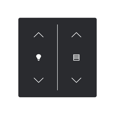 Cover plate Symbol "arrows/venetian blind" and "dimmer" black matt - Platform 63
