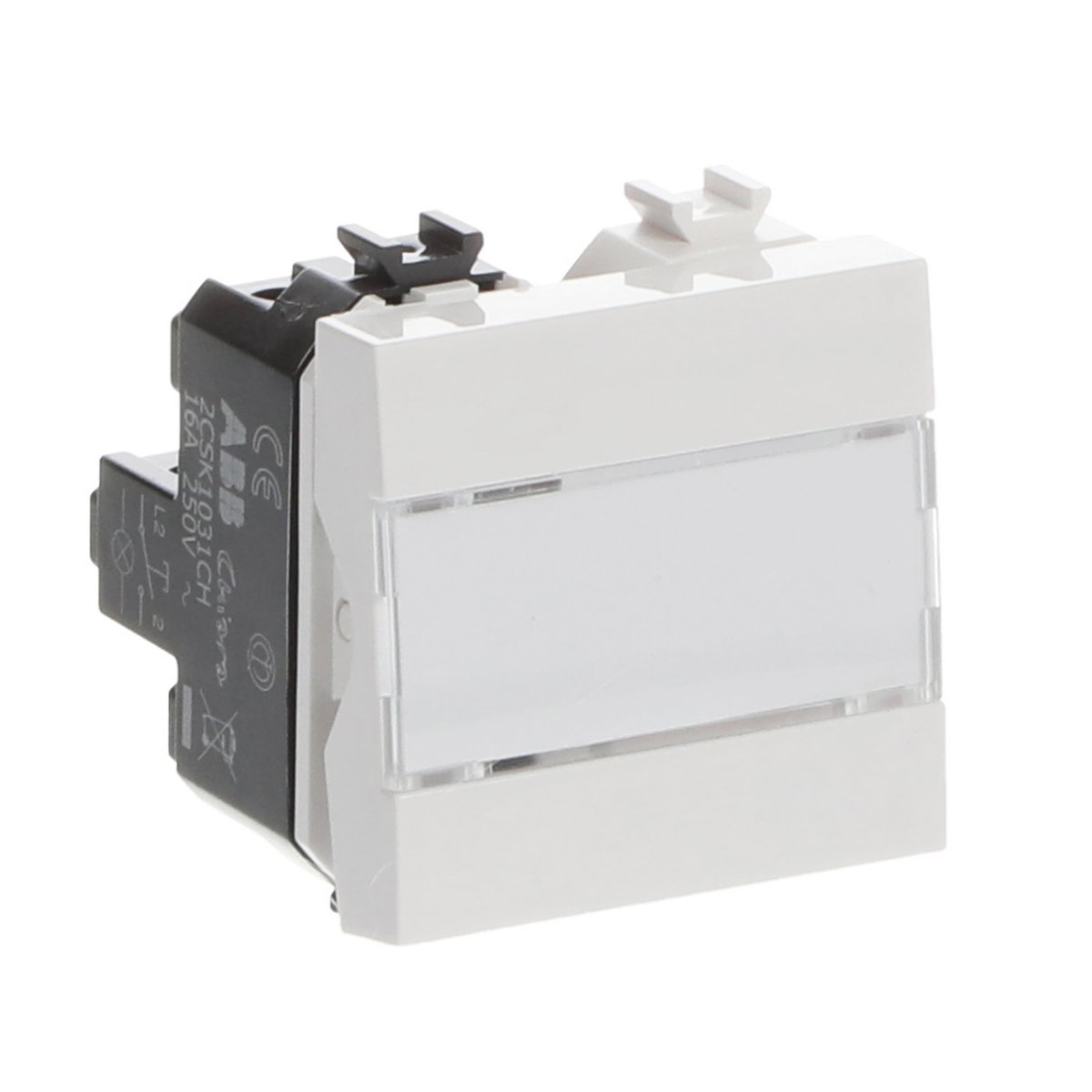 Pulsanti con portanome Without imprint Single push button 1P 1NO 0NC 0CO Bianco - Chiara – Immagine 2 di 3