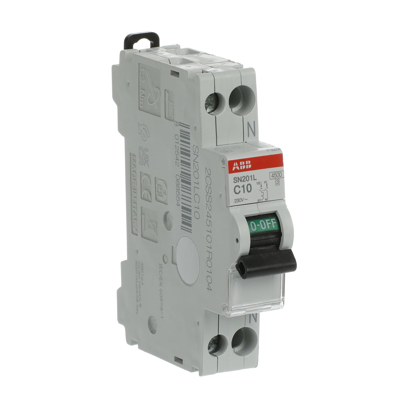 SN201 L - C10 - 4,5 kA Curva C 10 A - SN201L - 1P+N - 10 A - C - (230 V) 4.5 kA