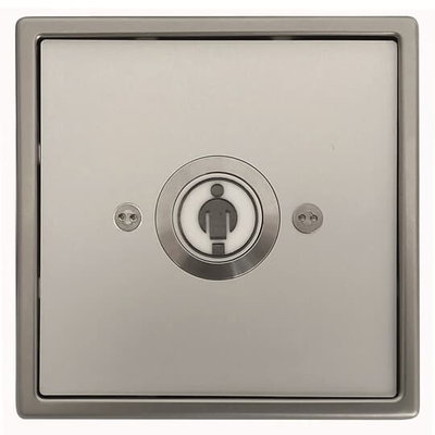 Vandal proof call push button, Front panel in anodized-aluminum, 4 mm,Flat design of the push-button,Short-stroke button with 1 mm, Integrated LED light, Lasered nurse symbol on the push button, Signal generator for acoustic call
