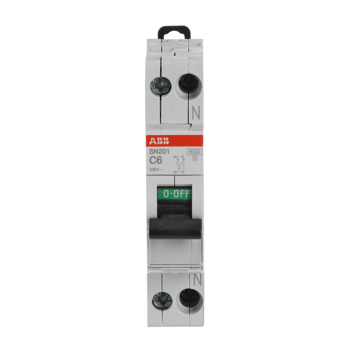 SN201  - C6 -  6kA Curva C 6A - SN201 - 1P+N - 6 A - C - (230 V) 6 kA – Immagine 2 di 4