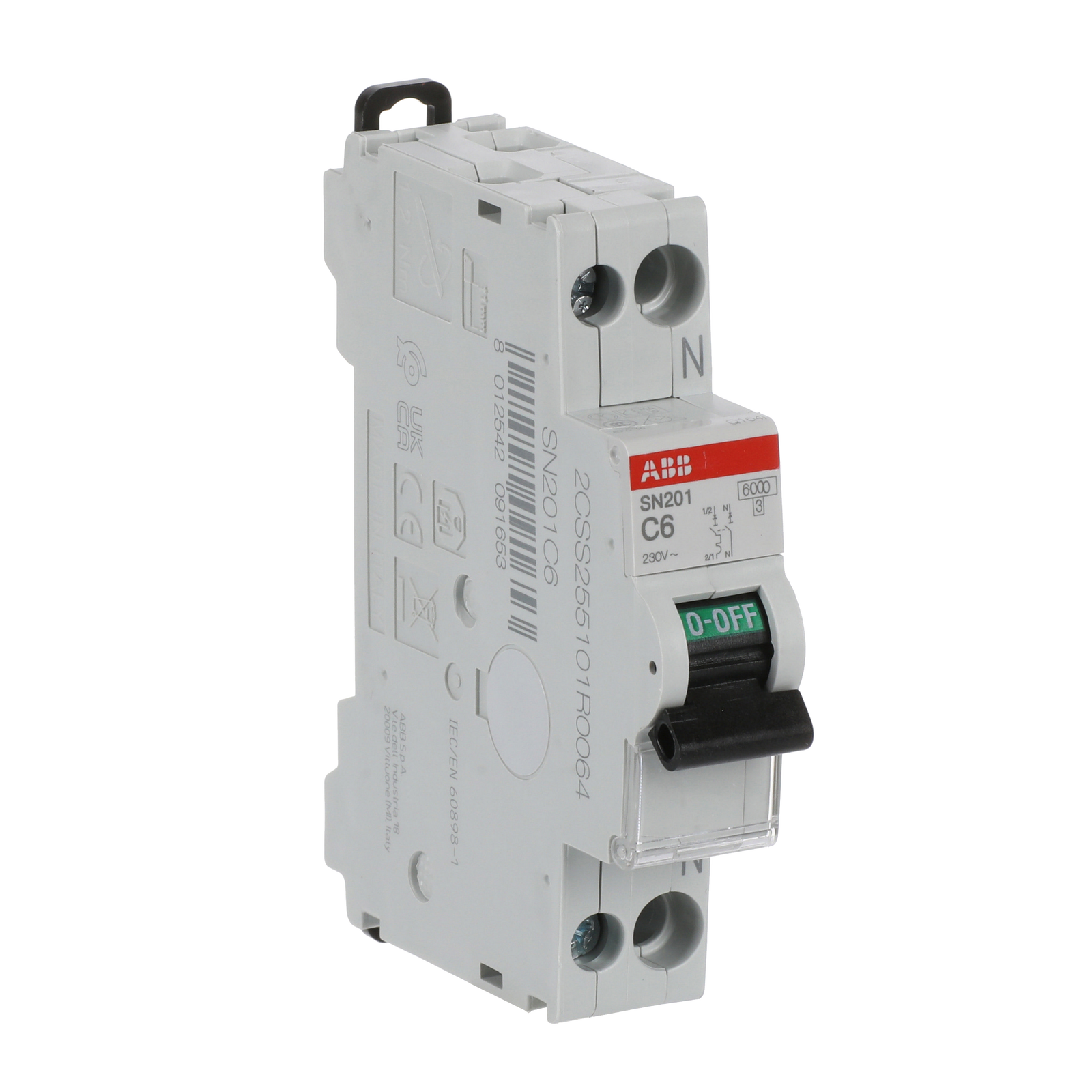 SN201  - C6 -  6kA Curva C 6A - SN201 - 1P+N - 6 A - C - (230 V) 6 kA – Immagine 3 di 4