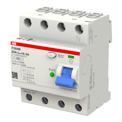 Residual Current Circuit Breaker F200 - 4P - 300 mA - 25 A - Type B