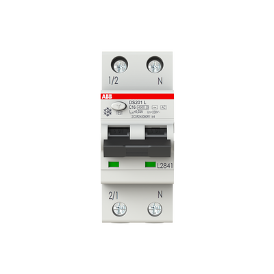 Interruttori magnetotermici differenziali DS201 DS201 L - 1P+N - 30 mA - 16 A - C - Type AC