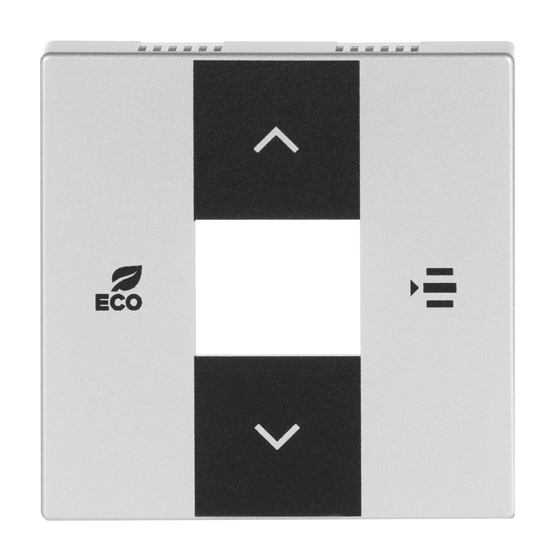 Cover plate Symbols "up, down, ECO, menu" 2gang aluminium silver - Platform 63