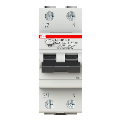 Interruttori magnetotermici differenziali DS201L H per applicazioni residenziali DS201 L H - 1P+N - 30 mA - 32 A - C - Type AC