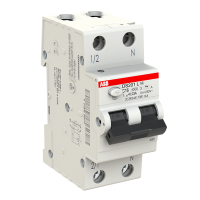 Interruttori magnetotermici differenziali DS201L H per applicazioni residenziali DS201 L H - 1P+N - 30 mA - 16 A - C - Type A