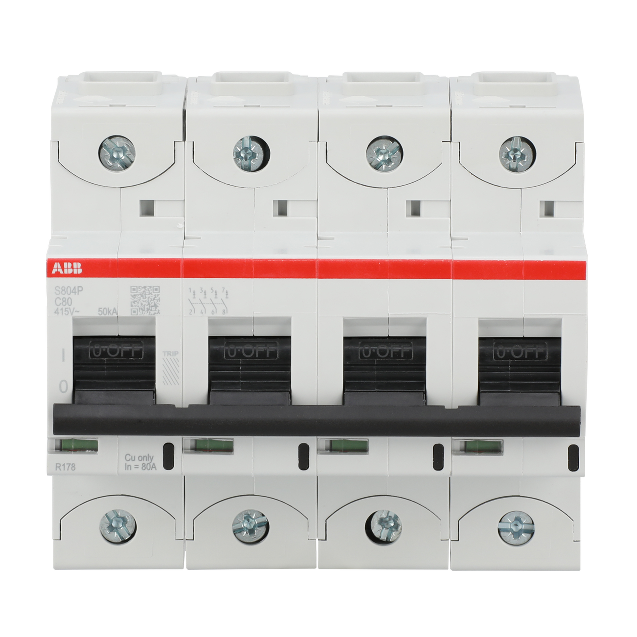 S804P-C80 High Performance Circuit Breaker. C Characteristic. 50kA, 80A, 4P – Immagine 2 di 3