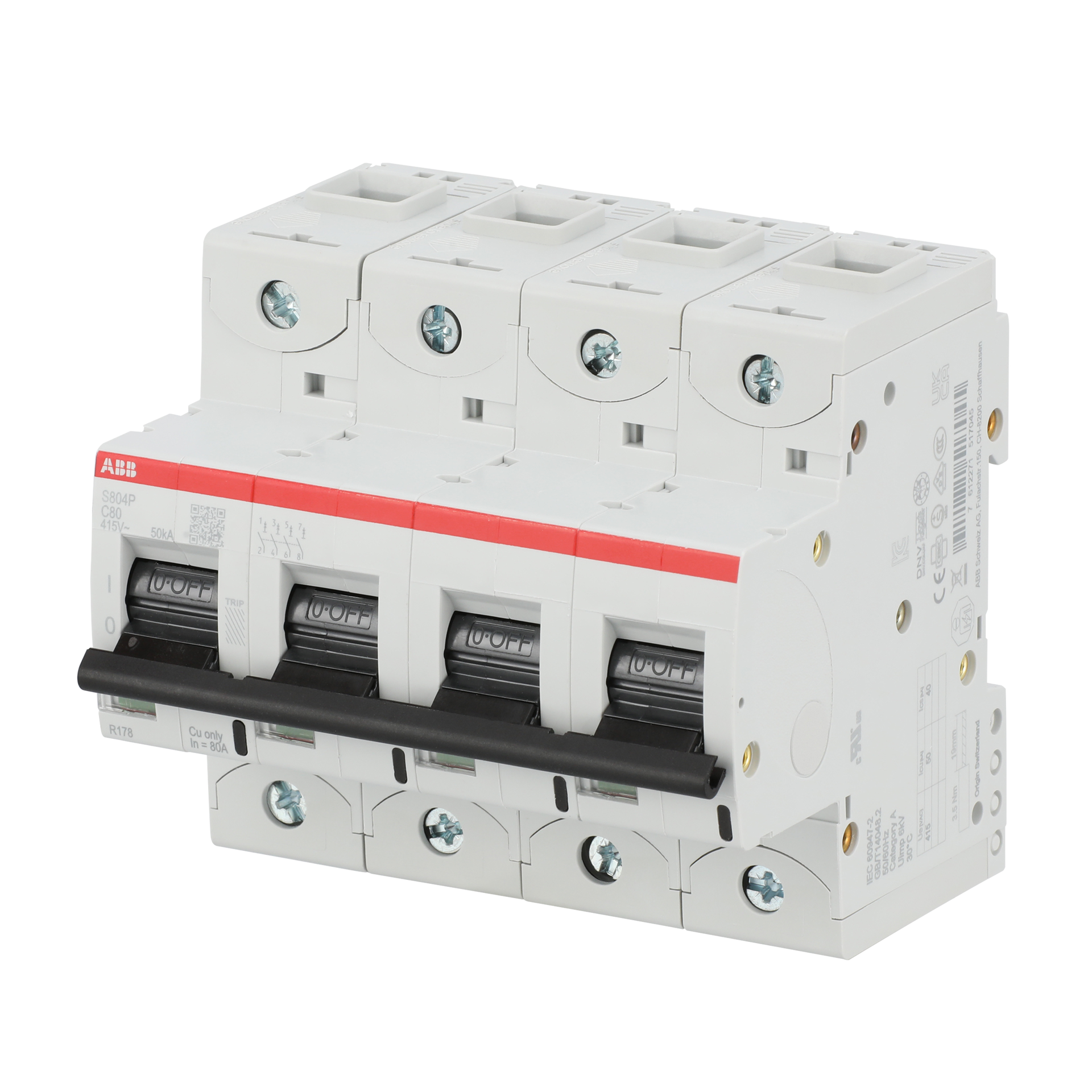 S804P-C80 High Performance Circuit Breaker. C Characteristic. 50kA, 80A, 4P – Immagine 3 di 3