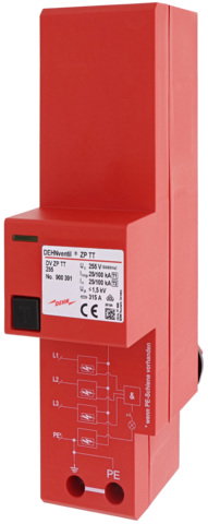 Scaricatore combinato Tipo 1 + Tipo 2 DEHNventil ZP per reti trifasi TT e TNS