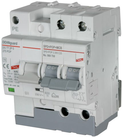 Dispositivo di protezione da sovratensio ni con interruttori magnetotermici e SPD