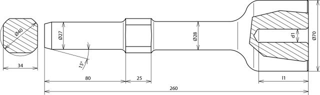 Attrezzo per martello per dispersori di profondità D20mm L260mm esecuzione pesan te per Wacker Neuson – Immagine 2 di 2