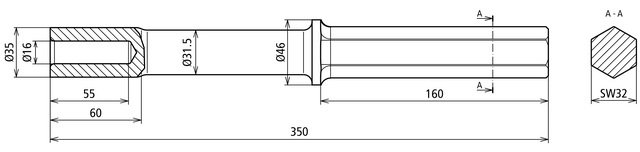 Attrezzo per martello per dispersori di profondità D25mm L260mm esecuzione per A tlas Copco 32x160mm – Immagine 2 di 2
