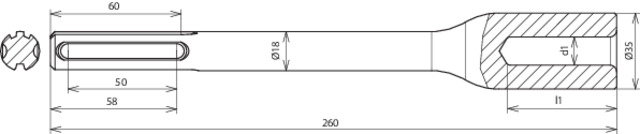 Attrezzo p.martello domolitore p.disp. d i prof. D 25mm L 260mm p.SDS-max – Immagine 2 di 2