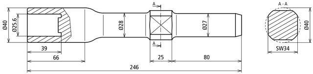 Attrezzo per martello demolitore per dis persori tubolari d 25mm tondo L246 mm pe r martelli Wacker EHBH BHF – Immagine 2 di 2