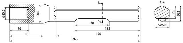 Attrezzo per martello per dispersore tub olare D25mm L266mm esecuzione Bosch/Hilt i/Milwaukee – Immagine 2 di 2