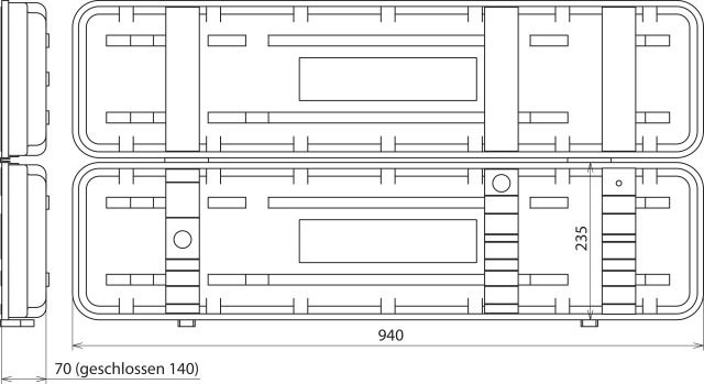Valigia in materiale plastico vuota per riv. di tensione PHE III 940x235x140mm – Immagine 2 di 2