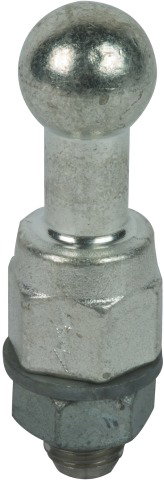 Punto fisso a sfera D 25mm dritto con codolo filettato, dado e rondella M16x46mm
