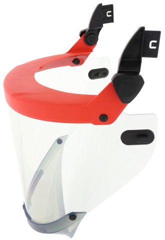 Visiera protettiva provata con arco elettrico con clip e sottomento trasparente, classe 2
