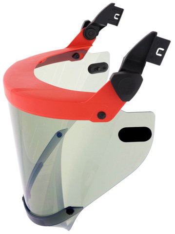 Visiera protettiva provata con arco elettrico con clip, classe 2, valore ATPV: 25 cal/cm²