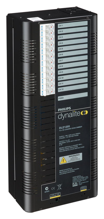 12 channel Leading Edge Dimmer Controller with a maximum load per channel of 5 A.