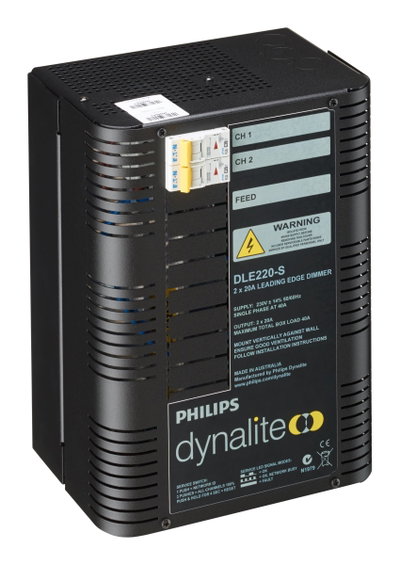 2 channel Leading Edge Dimmer Controller with a maximum load of 20 A per channel.