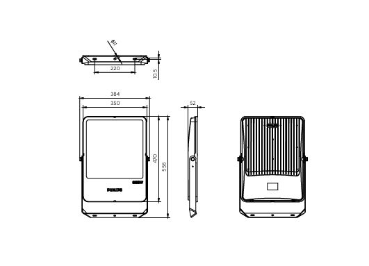 Proiettore a wattaggio elevato Ledinaire, 300 W, 556 mm x 52mm, 36000 lm, 4000 K, CRI80, Simmetrica – Immagine 5 di 5