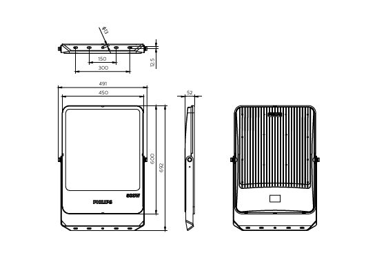 Proiettore a wattaggio elevato Ledinaire, 500 W, 692 mm x 52mm, 60000 lm, 4000 K, CRI80, Simmetrica – Immagine 5 di 5