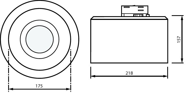 Drum, Track-mounted, 3D printed, 16.5 W, D218 mm, 2181 lm, 3000 K, Riflettore speculare C, IP20 – Immagine 6 di 6