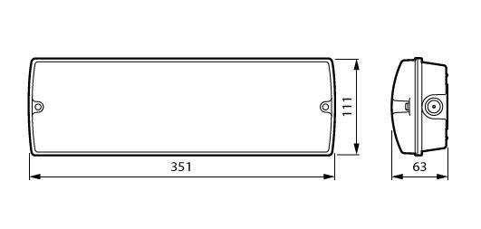 Paratia di emergenza, 4 W, 4 W, 351x111 mm  H63 mm, 175 lm, 6500 K, IP65, ELB3h, Mantenuto, Non mantenuto – Immagine 2 di 2