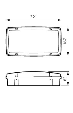 Paratia di emergenza, High output, 10 W, 10 W, 321x167 mm  H83 mm, 1587 lm, 6500 K, IP65, ELP3h, Non mantenuto – Immagine 2 di 2