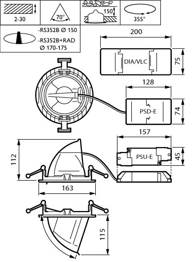 GreenSpace Accent Elbow Gen2, Recessed, 32 W, D150 mm, 4000 lm, PremiumWhite, 3000 K, CRI90, Interact Ready, IP20 – Immagine 4 di 4