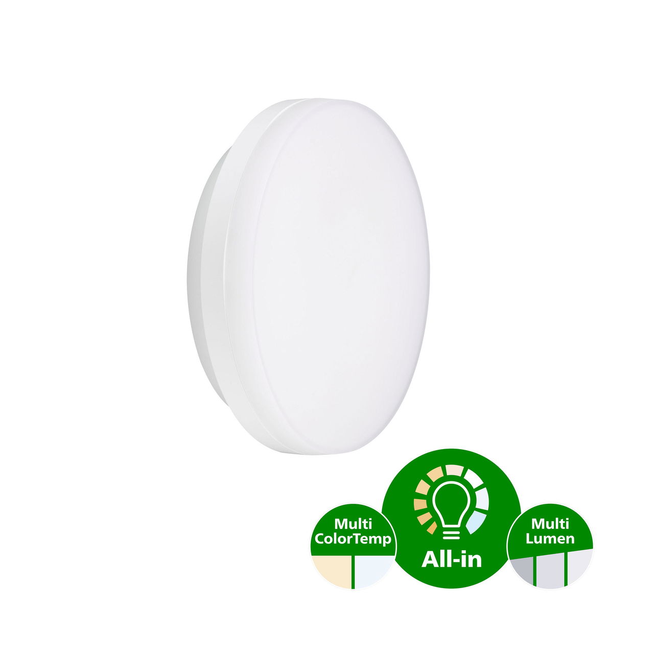CoreLine Slim Wall -mounted, All-in, 30 W, D400 mm, 4050 lm, 4200 lm, 3000 K, 4000 K, DALI, IP54, EL-DC