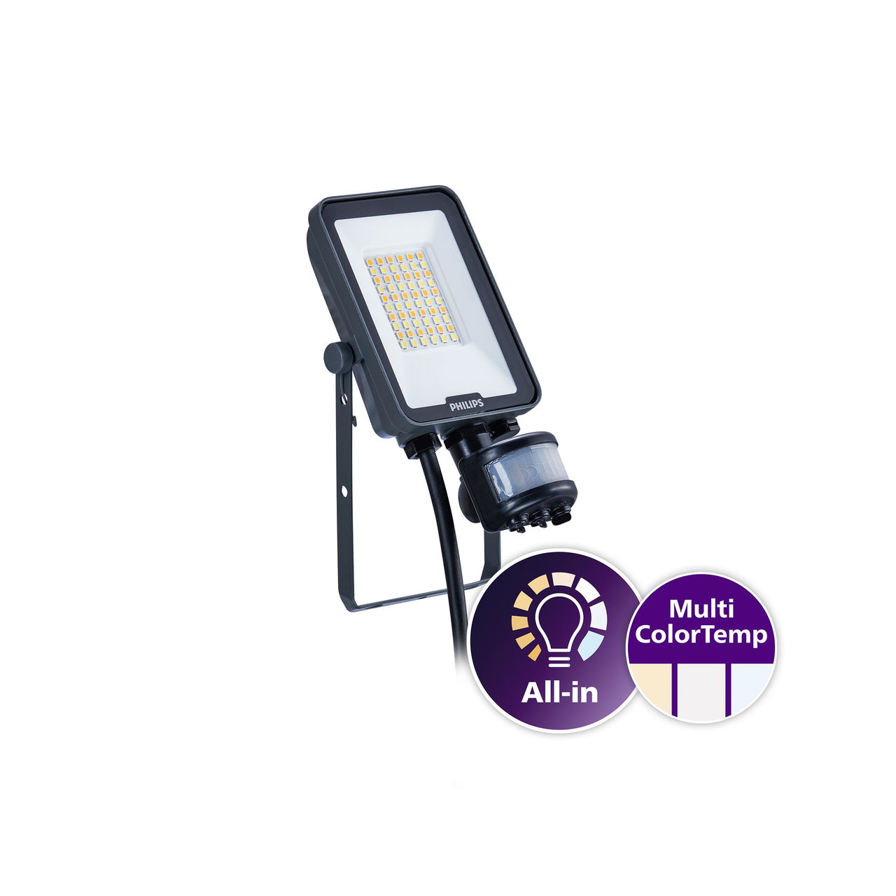 Proiettori completi Ledinaire, 20 W, 2200 lm, 2400 lm, 3000 K, 4000 K, 6500 K, CRI80, Accensione/spegnimento basati su sensore, Simmetrica, MDU1, IP65