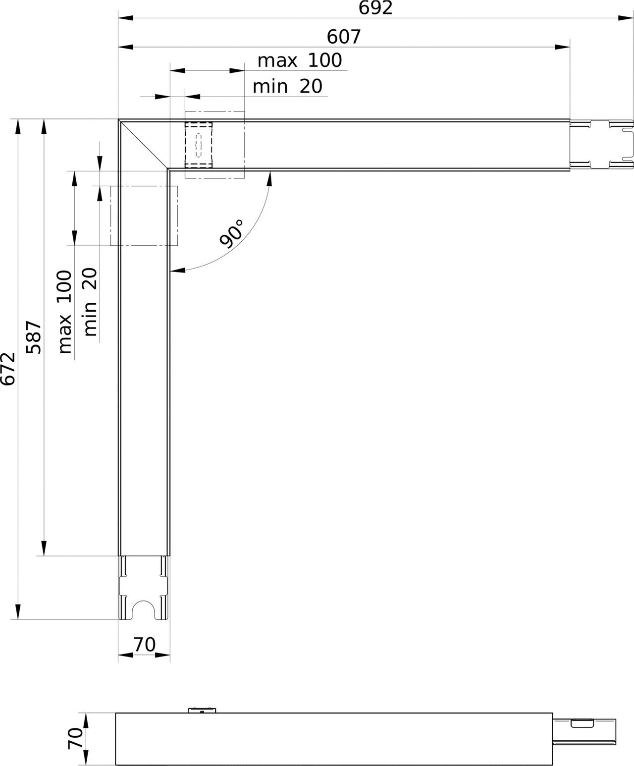 KeyLine, da superficie e sospese, Corner profile, 21 W, L600 x L600 mm  H70 mm, 2700 lm, 4000 K, DALI, UGR19 – Immagine 8 di 8
