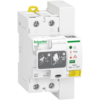 Interruttore differenziale a riarmo automatico RED, 2P, 25A, 30mA, Tipo A