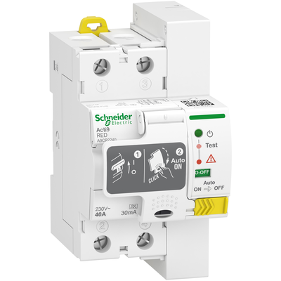 Interruttore differenziale a riarmo automatico RED, 2P, 40A, 30mA, Tipo A