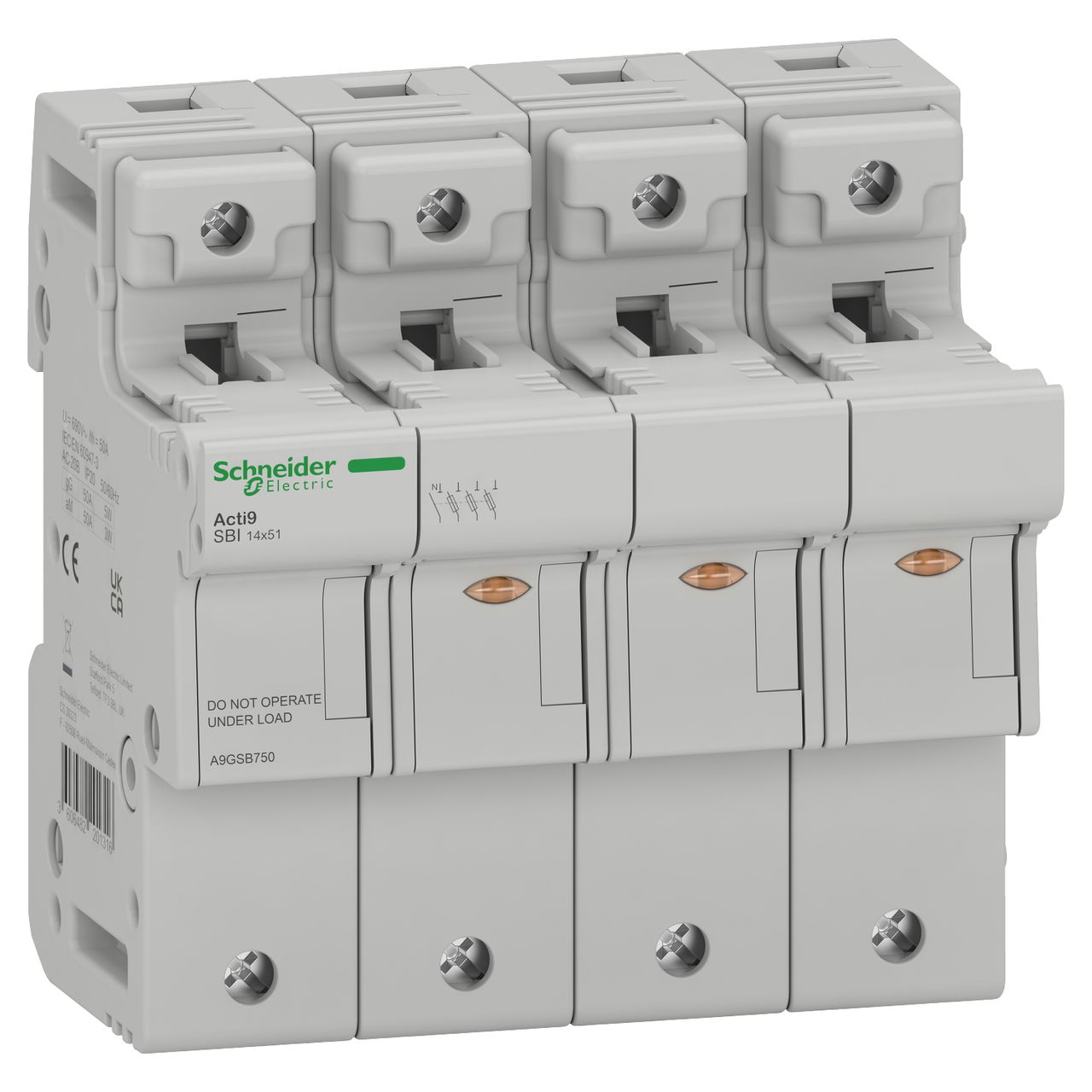 Sezionatore Acti9 SBI, 3P+N, 50 A, per fusibile 14 x 51 mm – Immagine 3 di 3