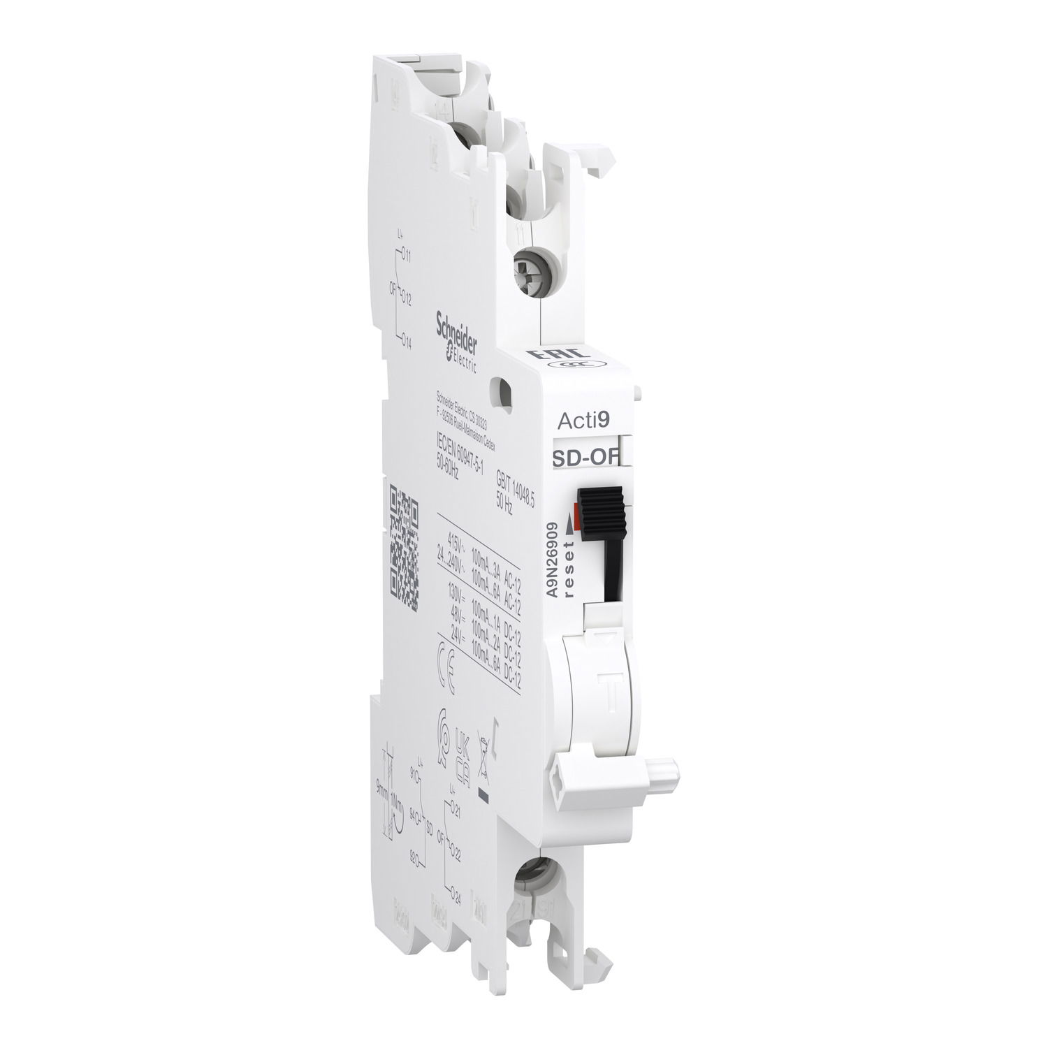 Contatto ausiliario Acti9&nbsp OF+OF/SD&nbsp per C120, C60H-DC, C60PV-DC, C60NA-DC, SW60-DC, 100mA to 6A, connessione dall'alto e dal basso – Immagine 3 di 4