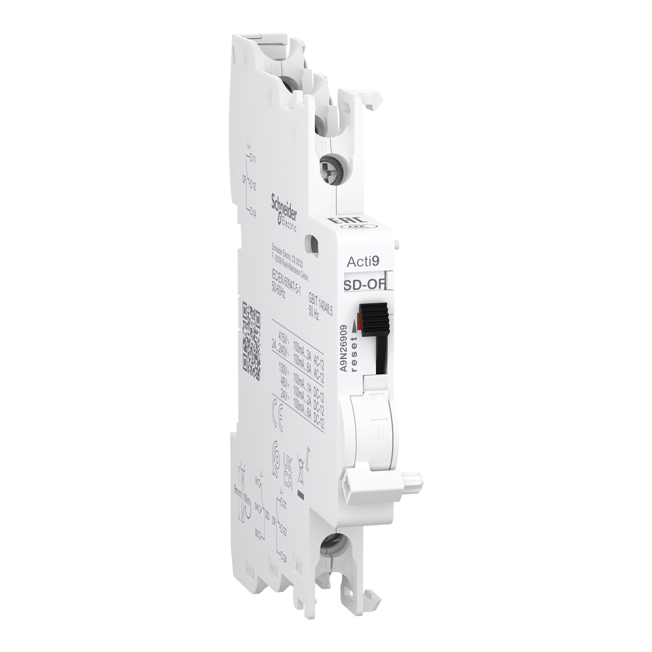 Contatto ausiliario Acti9&nbsp OF+OF/SD&nbsp per C120, C60H-DC, C60PV-DC, C60NA-DC, SW60-DC, 100mA to 6A, connessione dall'alto e dal basso
