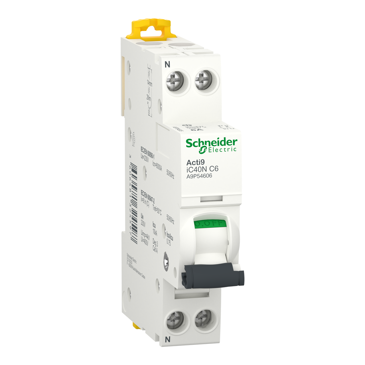 Interruttore magnetotermico iC40N 1P+N C 6A 6000A
