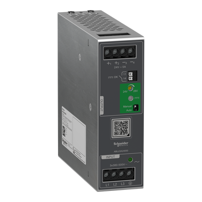 Alimentatore con commutazione regolata, 0...500V AC, 24V, 5A, Trifase , Universale