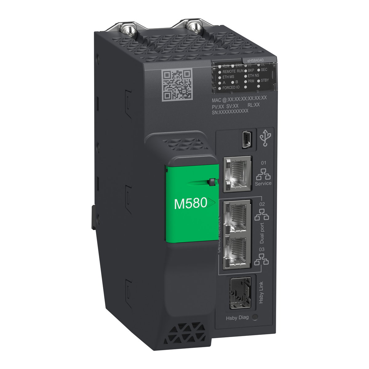 Processore ridondante Modicon M580, 16 MB, 61 dispositivi Ethernet e 16 rack I/O remoti di X80 e Quantum I/O – Immagine 3 di 3