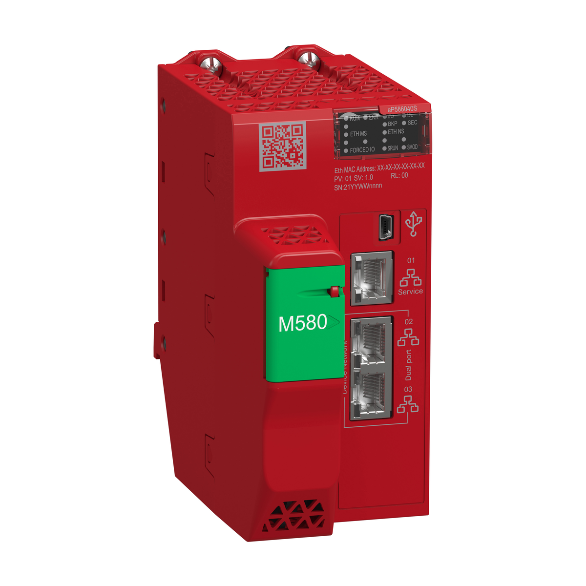 Processore di sicurezza standalone, Modicon M580, 64 MB, 61 dispositivi Ethernet, 31 rack di I/O remoti (X80 e Quantum), 128 dispositivi CIP Safety