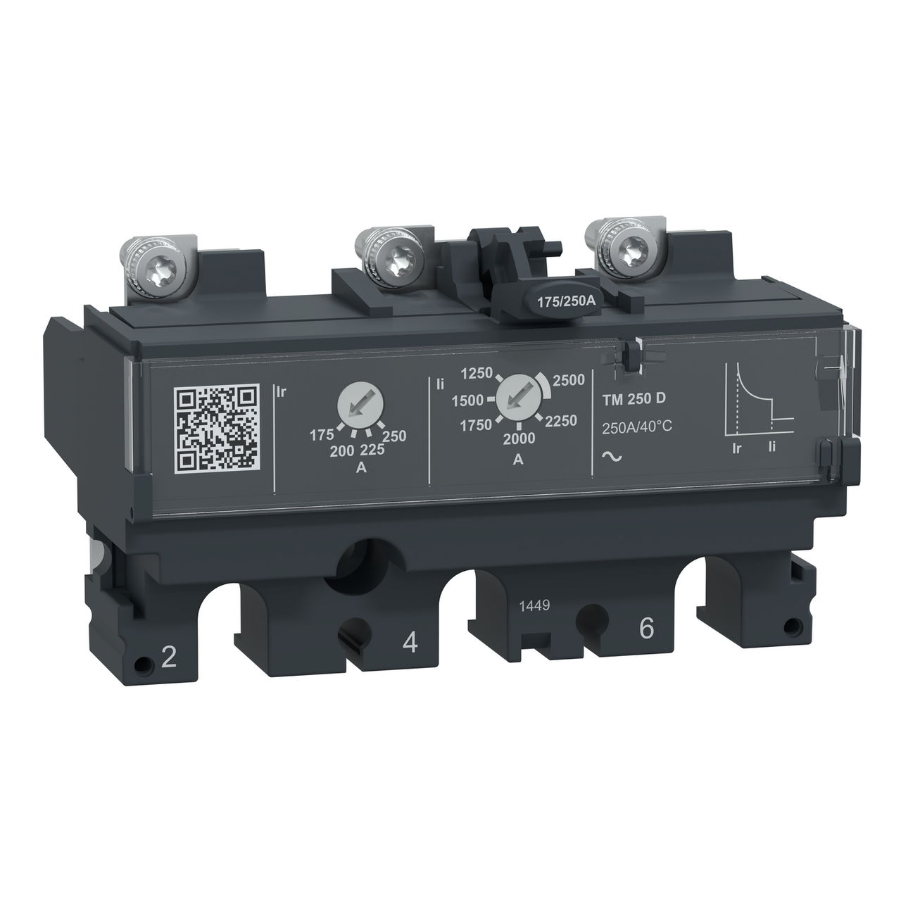 Sganciatore TM250D, ComPacT NSX250, 3 poli, protezioni magnetotermiche, valore nominale 250A – Immagine 3 di 4