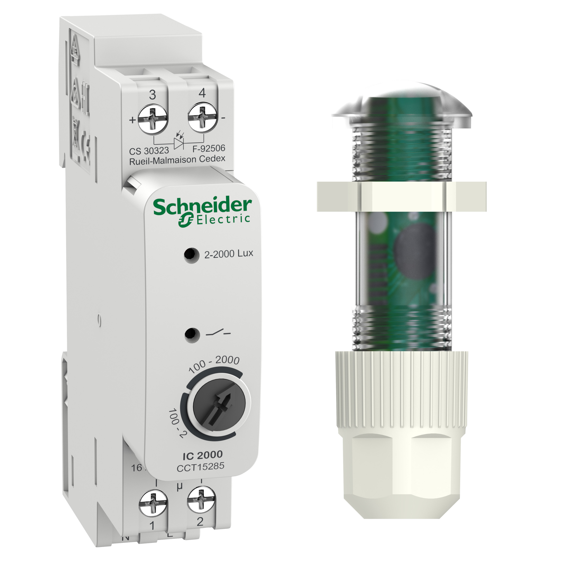 Interruttore crepuscolare Acti 9 IC2000 per interni (2 - 2000 lux)