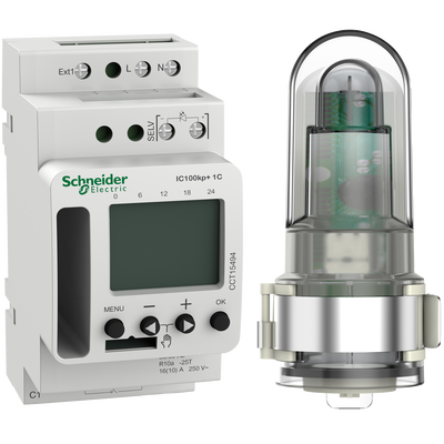 Interruttore crepuscolare programmabile Acti 9 IC100kp + 1C (1 - 99000 lux) SMART